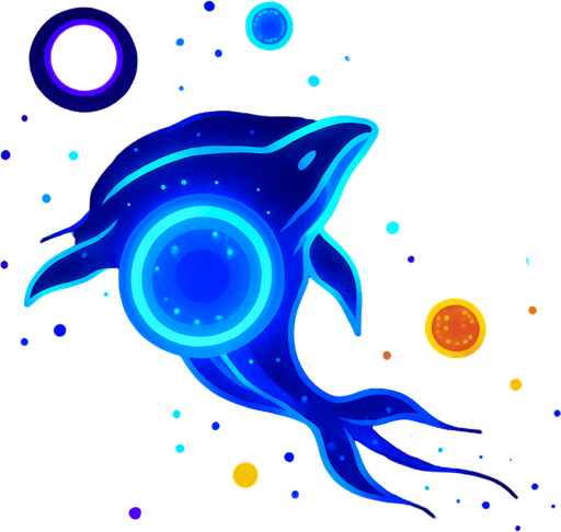 Oyun Adı: Kozmik Balina: Evrimsel Yolculuk

Oyun Türü: Uzayda Hayatta Kalma / Toplama / Büyüme (Casual)

Temel Konsept:
Oyuncu, devasa bir kozmik varlığı (enerji küresi, gezegen ruhu veya kozmik balina yavrusu gibi) kontrol eder. Amacı, uzaya dağılmış enerji parçacıklarını ve kürelerini emerek büyümek, evrimleşmek ve arenada sürekli beliren tehlikeli kozmik anomalilerden (kara delik benzeri alanlar, düşman varlıklar) kaçarak mümkün olduğunca uzun süre hayatta kalmaktır. Odak noktası görsel büyüme ve atmosferik keşiftir.

Görsel Stil ve Atmosfer:
* **Genel Estetik:** Minimalist ama zengin ve büyüleyici bir kozmik sanat stili. Derin uzayın gizemini ve güzelliğini yansıtmalı.
* **Renk Paleti:** Koyu lacivert, mor, derin siyahlar arka plan için. Oyuncu, toplanabilirler ve düşmanlar için parlak neon mavisi, mor, turuncu, kırmızı, sarı gibi kontrast renkler.
* **Parçacık Efektleri:** Bol miktarda parlak parçacık efekti (yıldız tozu, enerji emilimi, çarpışma parlamaları, evrimsel auralar).

O.
In-Game asset.  2d.  High contrast.  No shadows