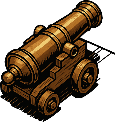 17. century bronze cannon for seaside only naked shooting cannon topdownlook medieval-semirealistic,..
In-Game asset.  2d.  High contrast.  No shadows