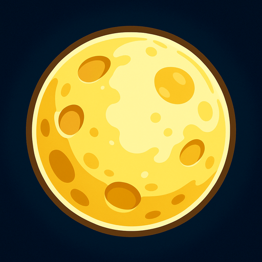 Una luna brillante.
In-Game asset.  2d.  High contrast.  No shadows