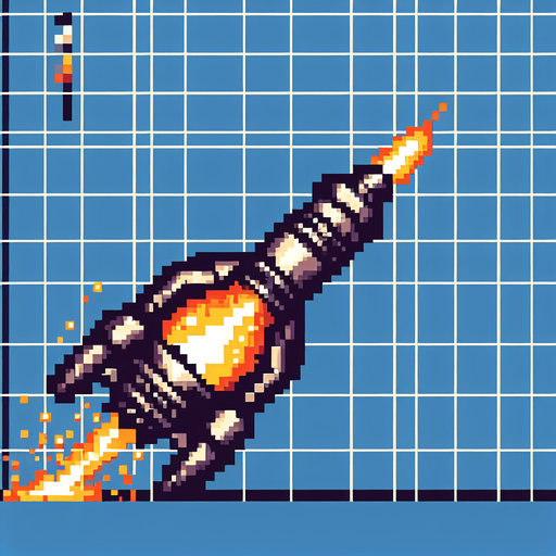 8-bit. 2d. fire from a thruster. vertical position. no background. in game asset..
Single Game Texture. In-Game asset. 2d. Blank background. High contrast. No shadows.