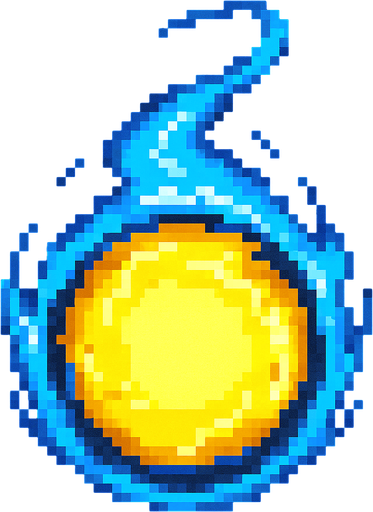 Make this pixel art style and give it a bit of a tail on the top as if it is flying downwards.