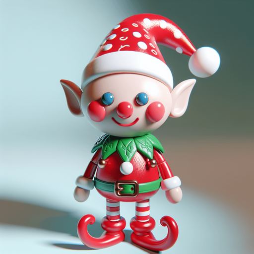 one cute christmas elf. plastic style. Single Game Texture. In-Game asset. 2d. Blank background. High contrast. No shadows.