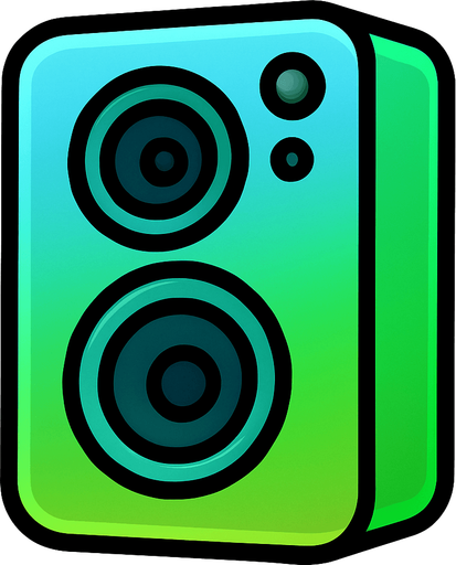 rectangular speaker with soft edges, in color sky blue gradient to grass green.
In-Game asset.  2d.  High contrast.  No shadows. cute