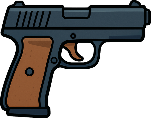 basic pistol.
In-Game asset.  2d.  High contrast.  No shadows