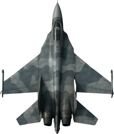 Un avión militar realista visto desde arriba