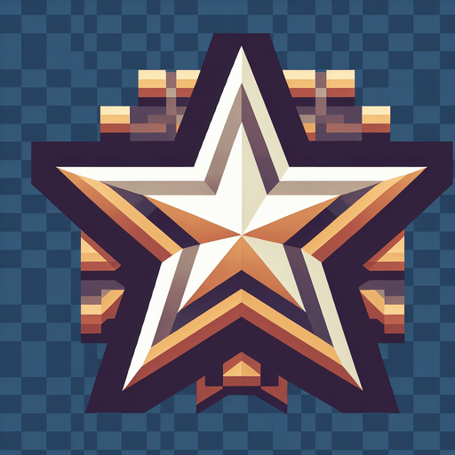a single 2d star image.
Single Game Texture.  In-Game asset.  2d.  Blank background.  High contrast.  No shadows