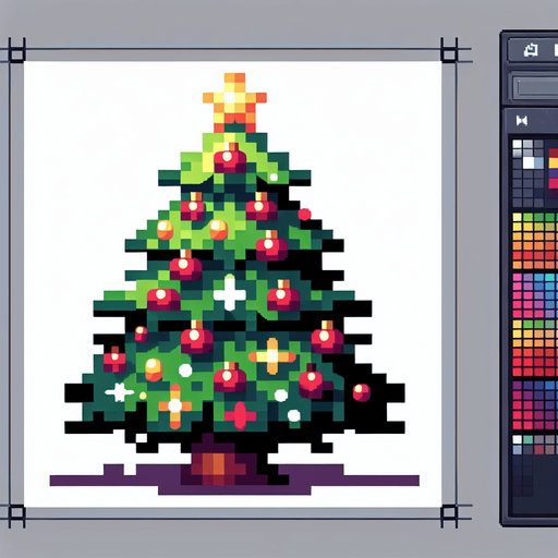 A christmas tree. Pixelart. Single Game Texture. In-Game asset. 2d. Blank background. High contrast. No shadows.