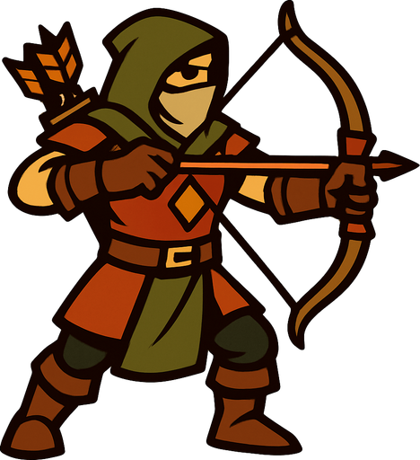 Okçu savaşçı.
In-Game asset.  2d.  High contrast.  No shadows