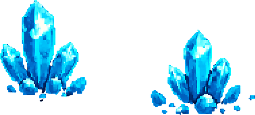 Gran paisaje con piedras brillantes azules callendo del cielo , pixelart.
In-Game asset.  2d.  High contrast.  No shadows