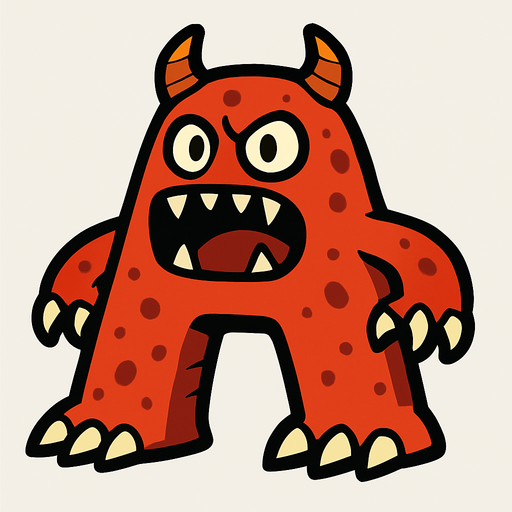 A harfine benzeyen bir canavar.
In-Game asset.  2d.  High contrast.  No shadows