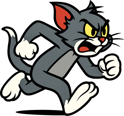 Sinirle koşan Tom.
In-Game asset.  2d.  High contrast.  No shadows