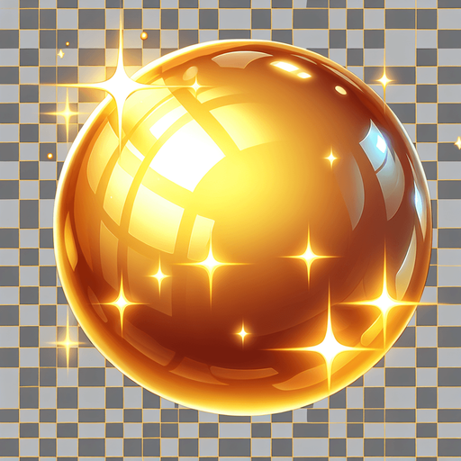 Una esfera de oro.
Single Game Texture.  In-Game asset.  2d.  Blank background.  High contrast.  No shadows