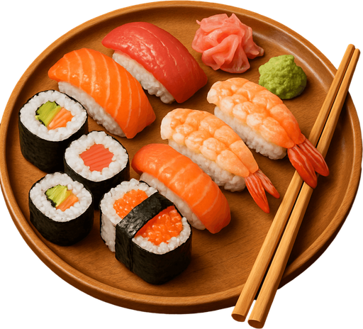 Tabakta Sushi - Gerçekçi - Yazısız.
In-Game asset.  2d.  High contrast.  No shadows