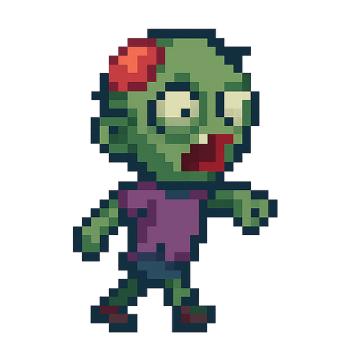 pixelart zombies. No background. Transparent background. Blank background. No shadows. 2d. In-Game asset. flat