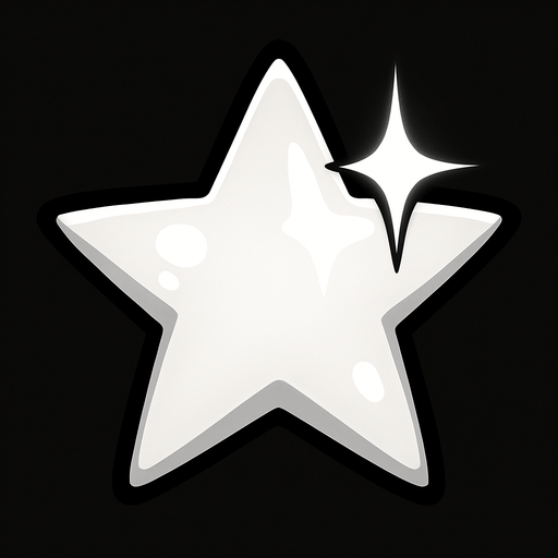 white shiny star.
In-Game asset.  2d.  High contrast.  No shadows