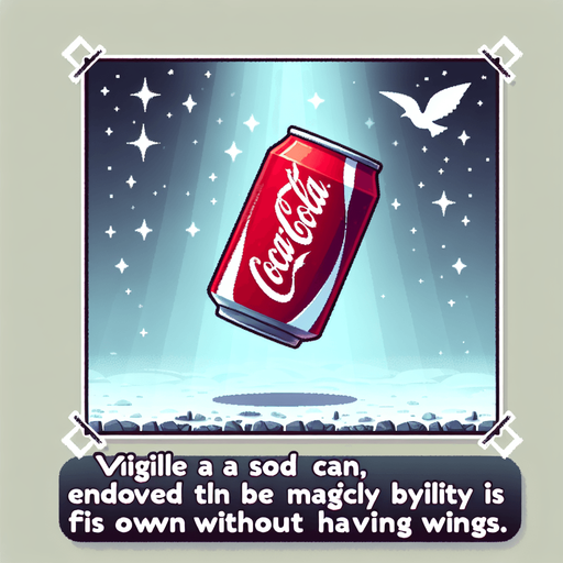 flying soda can, NO WINGS!.
Single Game Texture.  In-Game asset.  2d.  Blank background.  High contrast.  No shadows
