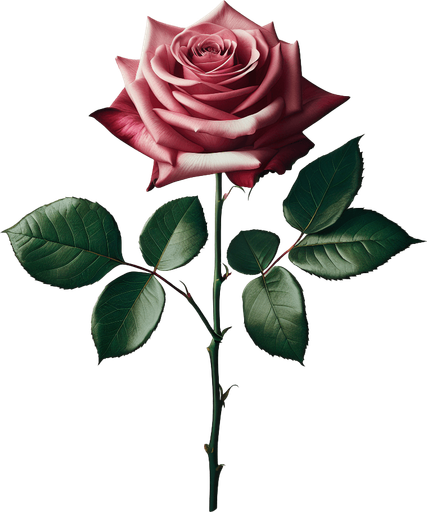 single beautiful rose with its stem.
full white background