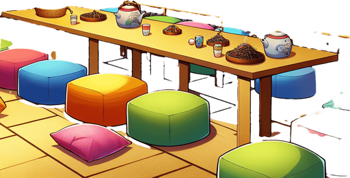 Tea shop interior, anime cafe

Single Game Texture. In-Game asset. 2d. Blank background. High contrast. No shadows.