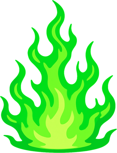 green fire.
In-Game asset.  2d.  High contrast.  No shadows
