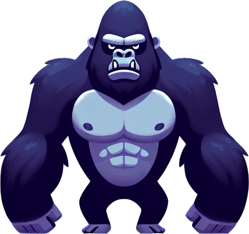 Gorilla.
Single Game Texture.  In-Game asset.  Blank background.  High contrast.  No shadows. 2d