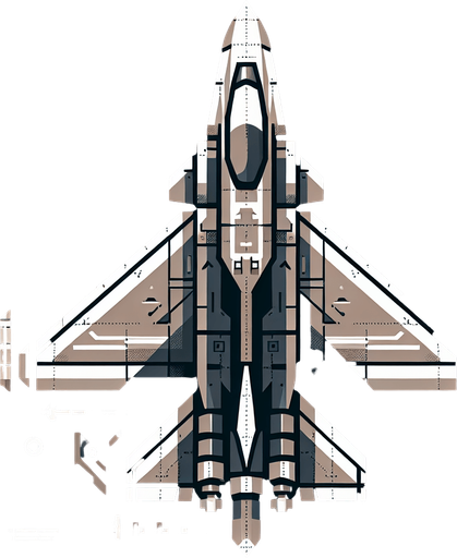 fighter jet.
Single Game Texture. In-Game asset. 2d. Blank background. High contrast. No shadows.