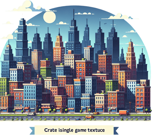background city mg.
Single Game Texture.  In-Game asset.  2d.  Blank background.  High contrast.  No shadows