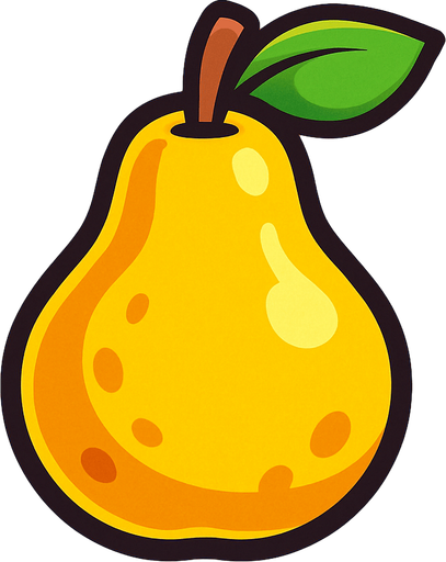 pear fruit.
In-Game asset.  2d.  High contrast.  No shadows. animated. cartoon