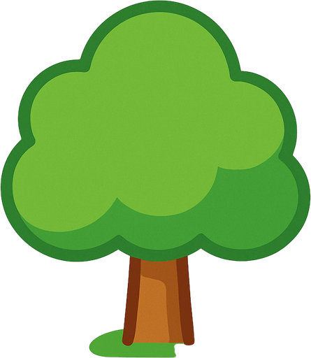 a single simple kawaii tree without outlines and no face, for a non-distracting game background.
In-Game asset.  2d.  High contrast.  No shadows