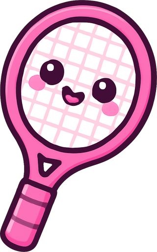 Raquette rose cute.
In-Game asset.  2d.  High contrast.  No shadows