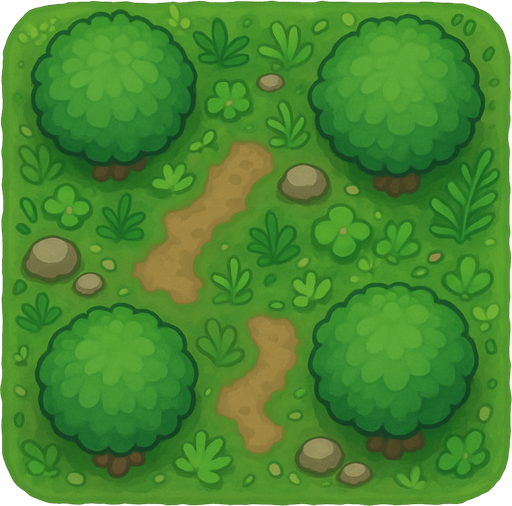 forest tile on top viewing.
In-Game asset.  2d.  No shadows