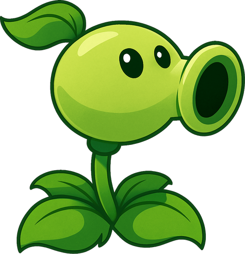 Un lanza guisantes del videojuego plantas vs zombies.
In-Game asset.  No shadows