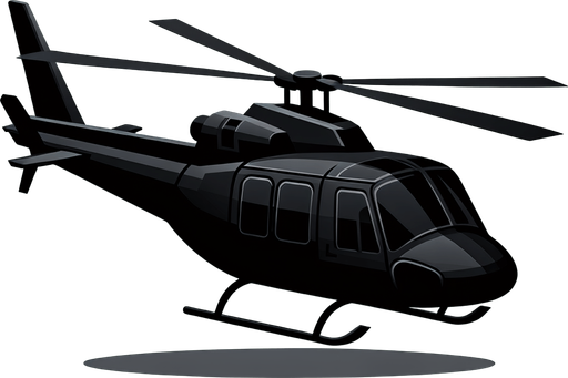 A helicopter 2d black colour.
Single Game Texture. In-Game asset. 2d. Blank background. High contrast. No shadows.
