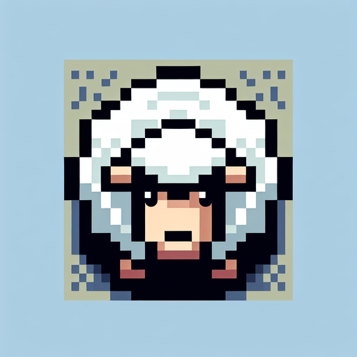 top down view of a pixel art sheep.
Single Game Texture.  In-Game asset.  2d.  Blank background.  High contrast.  No shadows