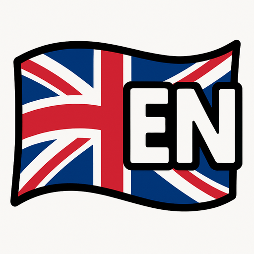 Bandera de Idioma inglés curvada con sus primeras letras EN.
In-Game asset.  2d.  High contrast.  No shadows