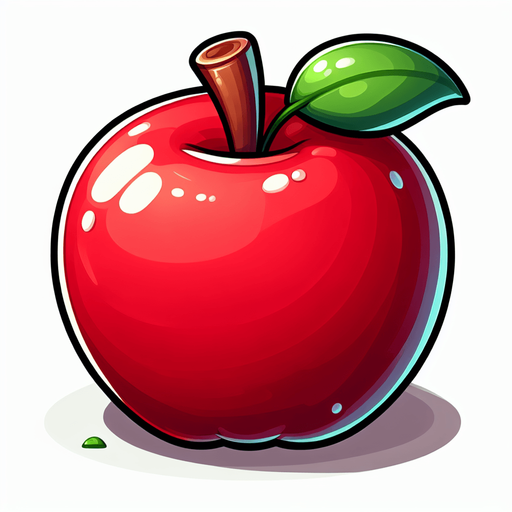 red apple,cartoon,2d,blank background.
Single Game Texture.  In-Game asset.  2d.  Blank background.  High contrast.  No shadows