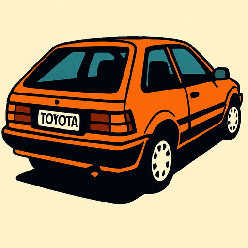 arka sağdan bakan toyota araba.
In-Game asset.  2d.  High contrast.  No shadows