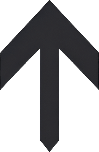 Simple Symmetrical Arrow. Vector. Pointing straight up. No details Game Texture. In-Game asset. 2d. Blank background. High contrast. No shadows.