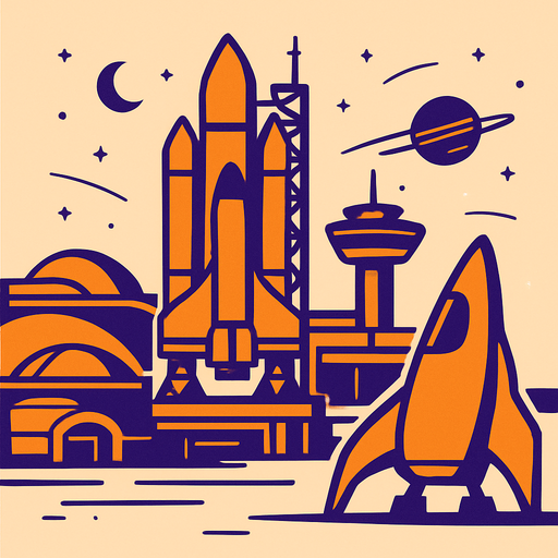 spaceport.
In-Game asset.  2d.  High contrast.  No shadows. spaceport