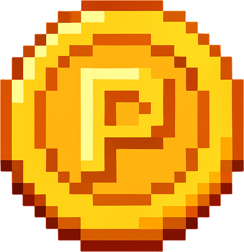 Pixel coin.
In-Game asset.  2d.  High contrast.  No shadows