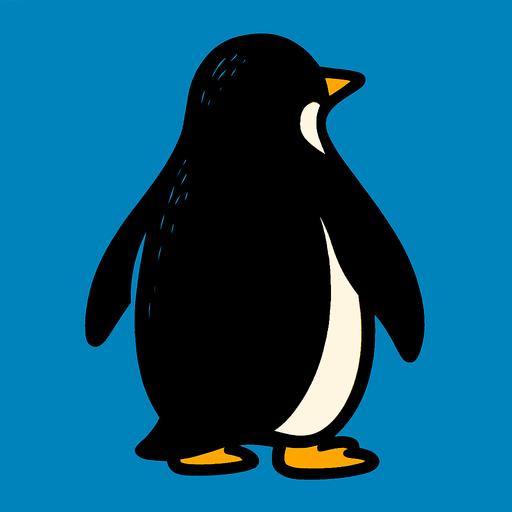 penguenin arkası dönük olsun.
In-Game asset.  2d.  High contrast.  No shadows