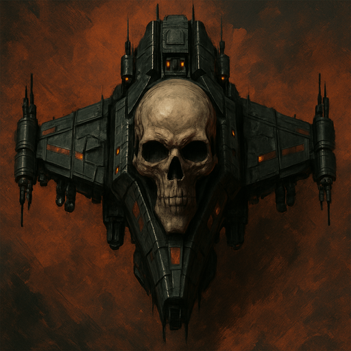 war drone spaceship skull tip top view.