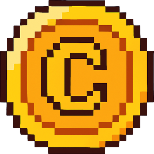 a pixel art  coin.
In-Game asset.  2d.  High contrast.  No shadows