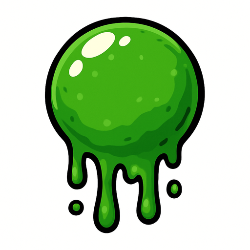 Yesil top halinde tukuruk.
In-Game asset.  2d.  High contrast.  No shadows