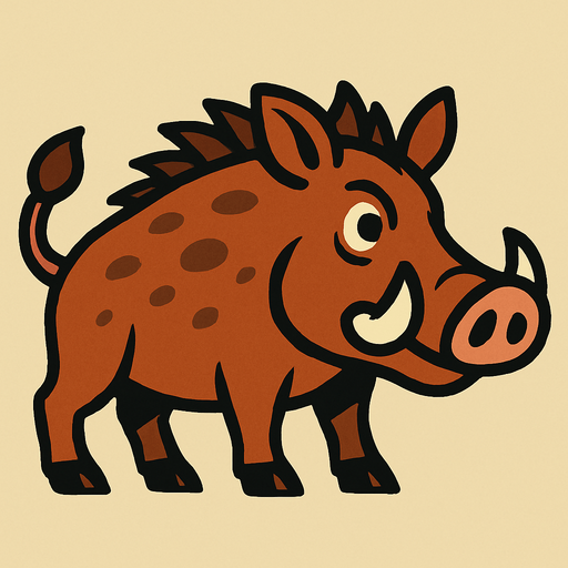 2d big size side scroller wild  warthog image.
In-Game asset.  2d.  High contrast.  No shadows