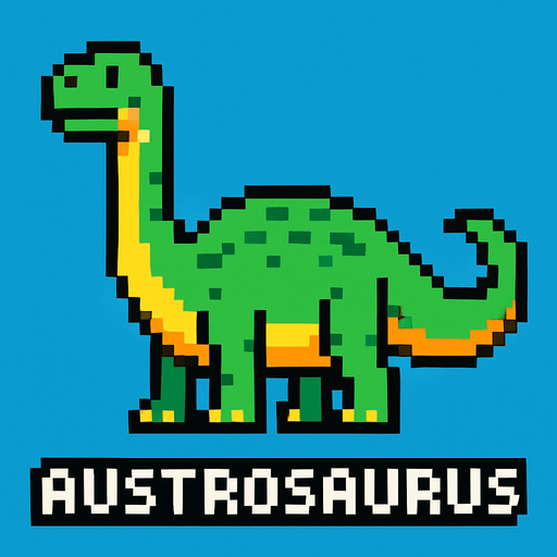 Make it 8 bit style dinosaur Austrosaurus  cartoon character.
In-Game asset.  High contrast.  No shadows