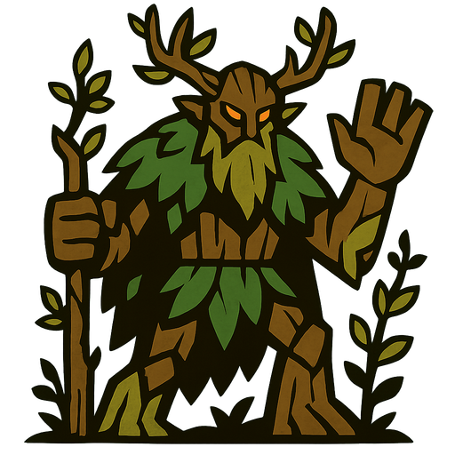 guardian of the forest.
In-Game asset.  2d.  High contrast.  No shadows