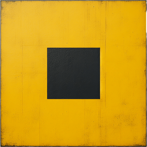 the surface is yellow, concrete with a black square in the center.
Single Game Texture. In-Game asset. 2d. Blank background. High contrast. No shadows.