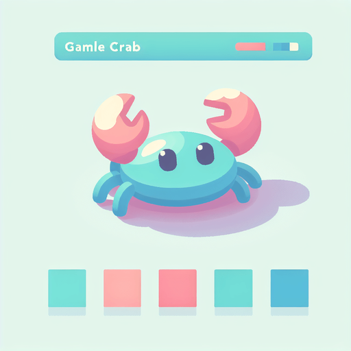 крабик пасиэльные цвета.
Single Game Texture.  In-Game asset.  2d.  Blank background.  High contrast.  No shadows