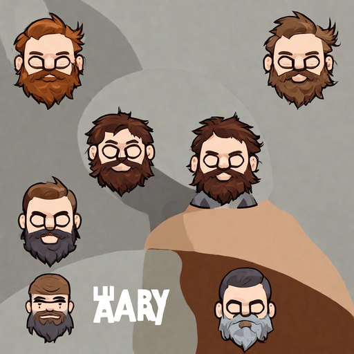 3 hairy men
. No background. Transparent background. Blank background. No shadows. 2d. In-Game asset. flat