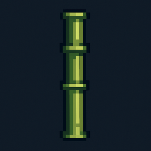 Yapraksız pixel art bambu.
In-Game asset.  2d.  High contrast.  No shadows